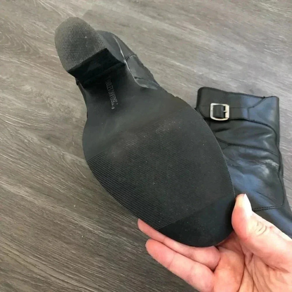 Harley Davidson Black Leather Heeled Western Block Heel Mid Calf Boots Point Toe - Picture 10 of 13